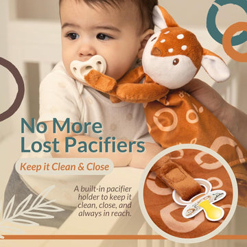 Baby Lovey Security Blanket – Pacifier Holder & Stuffed Animal for Newborns