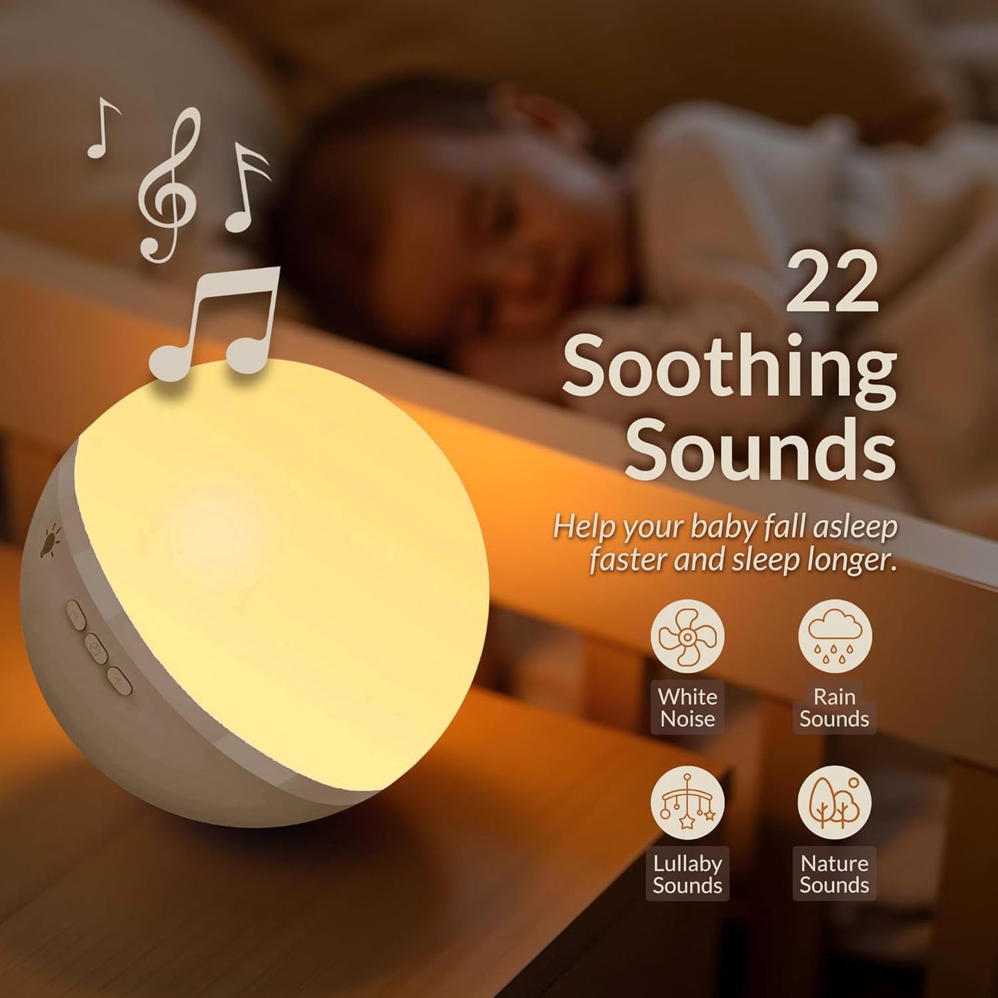Egg Light for Nursery with Baby White Noise Machine – Wireless Nursery Lamp with 22 Sounds & Bluetooth