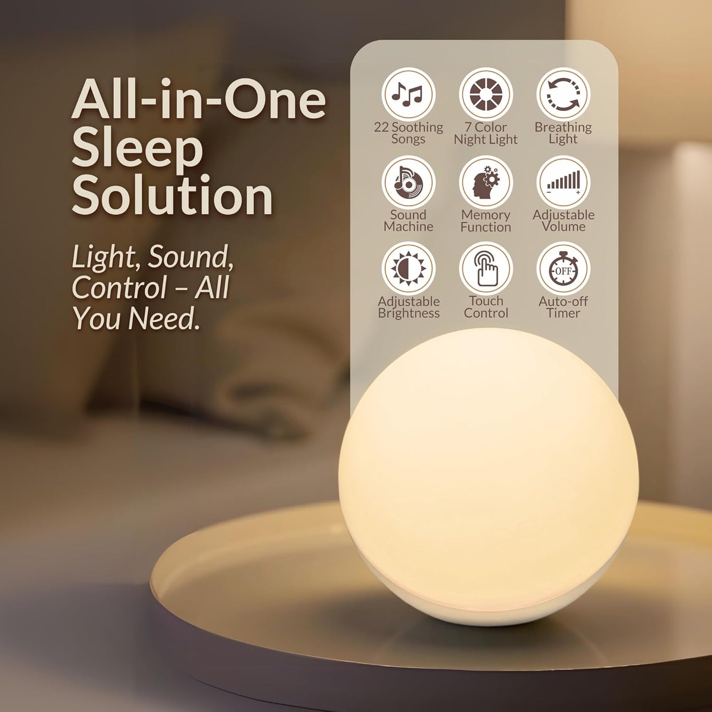 Egg Light for Nursery with Baby White Noise Machine – Wireless Nursery Lamp with 22 Sounds & Bluetooth